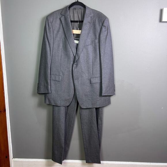 Z Zegna suit blazer‎ pants size 42 L US / 54 R Italy City gray flannel wool - Picture 1 of 16